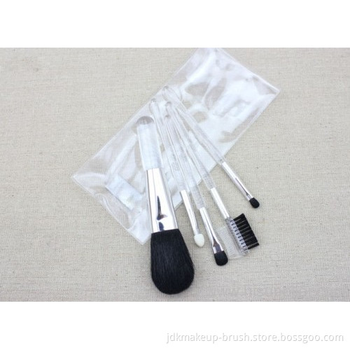 5pcs Goat Hair Make Up Brush Set With Acrylic Handle Pvc Pouch